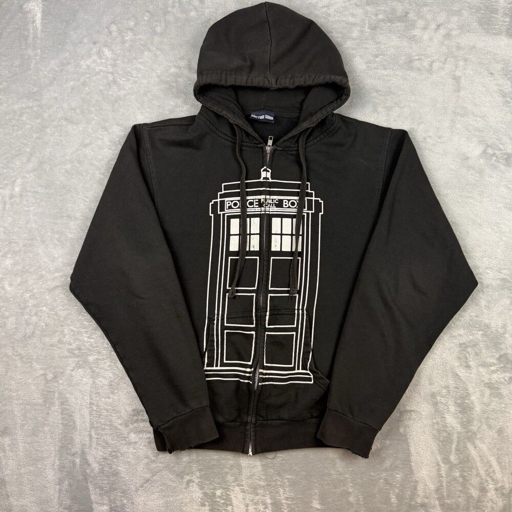 BBC Doctor Who TARDIS Follow Me Full Zip Hoodie Black Men’s Small Graphic